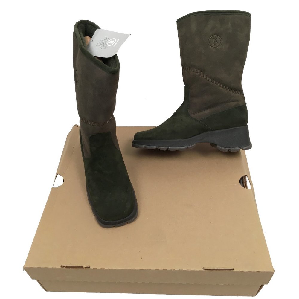 NEW Bogner Shearling Boots! US 7 Green With Embroidered "B" Made in Canada
